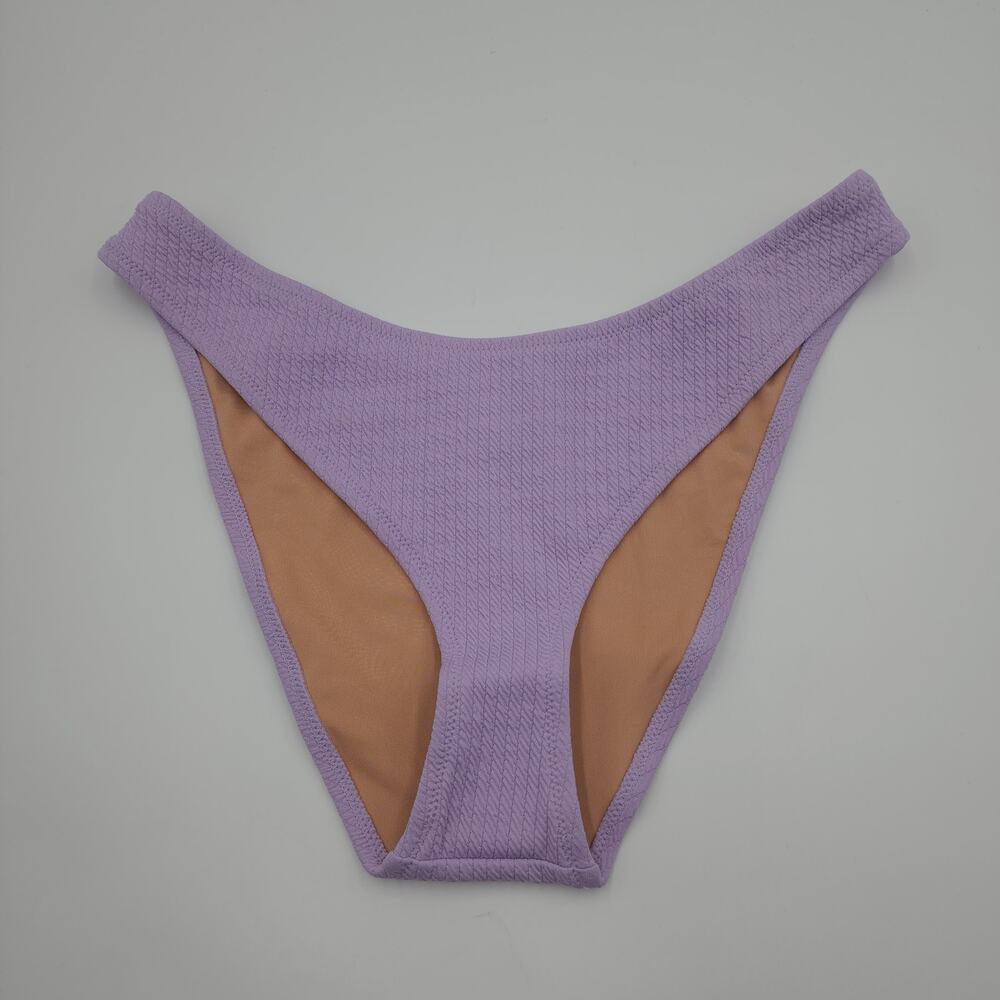 J. Crew Textured Curved-waist Cheeky Bikini Bottom in Lavender Size L
